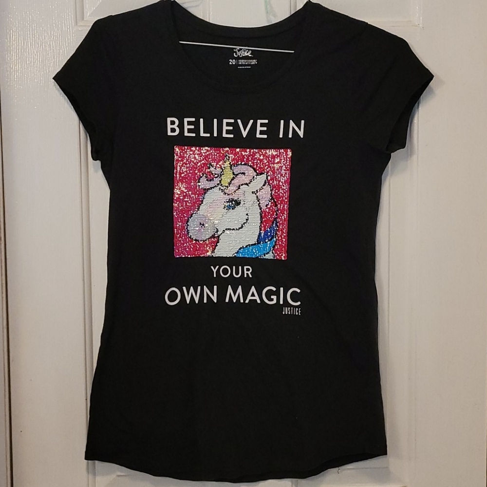 Justice mermaid sequin shirt unicorn/rainbow